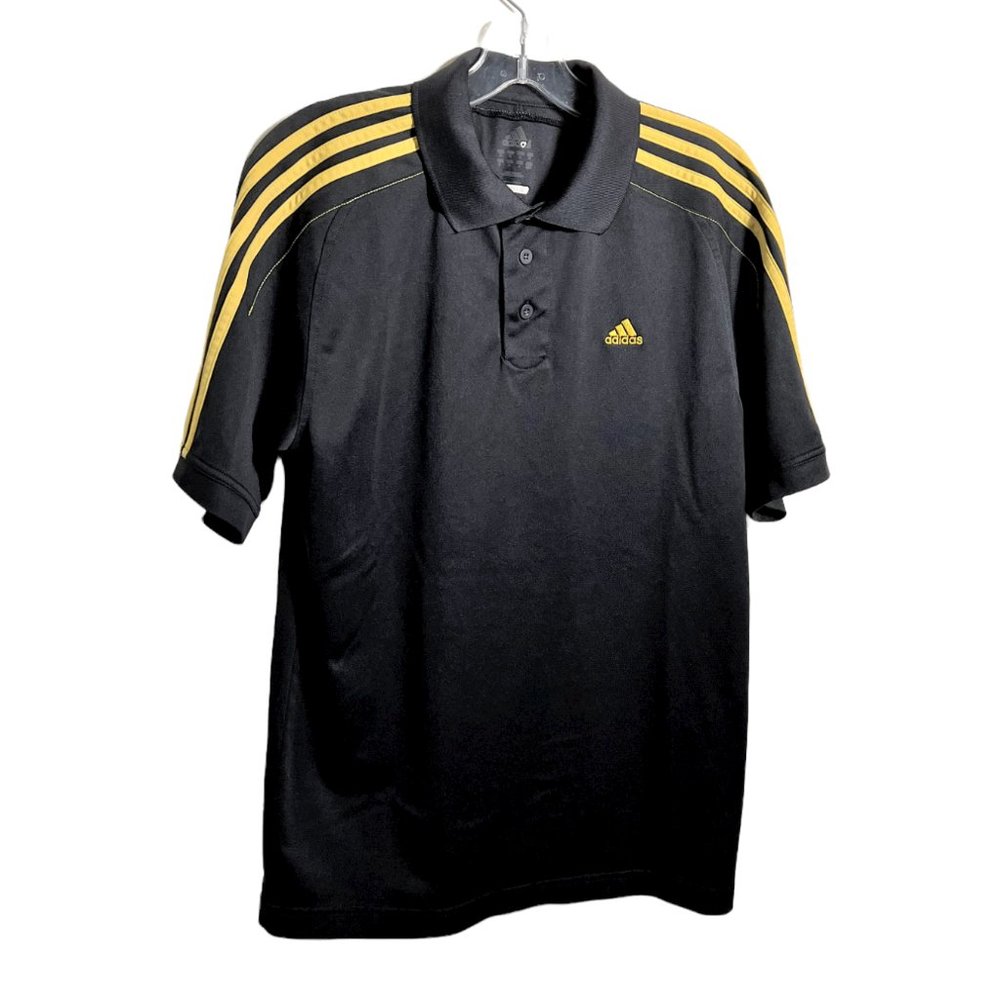 Men's Adidas Black and Yellow Three-Button Jersey, Size S